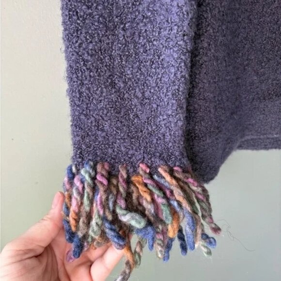 Free People Womens Cardigan Ruffle Fringe Size M Hook & Eye Purple Fringe, wool - Picture 4 of 7